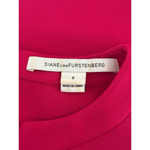 Diane Von Furstenberg Pink Sleeveless A-Line Dress With Keyhole Neckline Size 6 - Picture 4 of 8